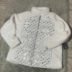 New Balance White pile faux fur jacket